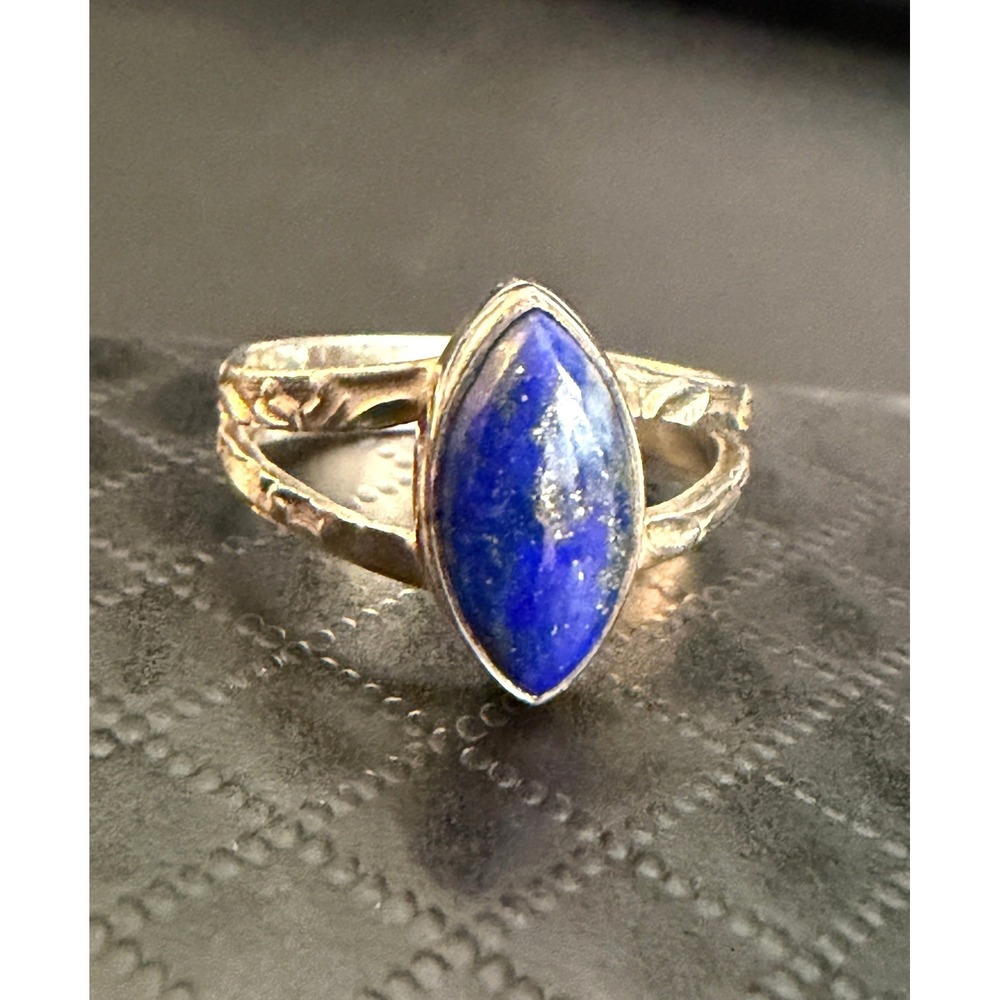 Vintage Sterling Silver Ring Lapis Lazuli Blue 925